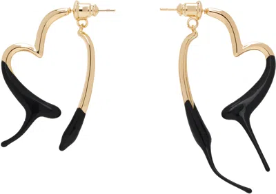 Ottolinger Gold & Black Heart Earrings In Gold / Black
