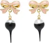 Ottolinger Gold Bow Pearl Earrings In Gold-black