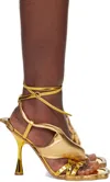Ottolinger Gold Flower Heeled Sandals In Gold