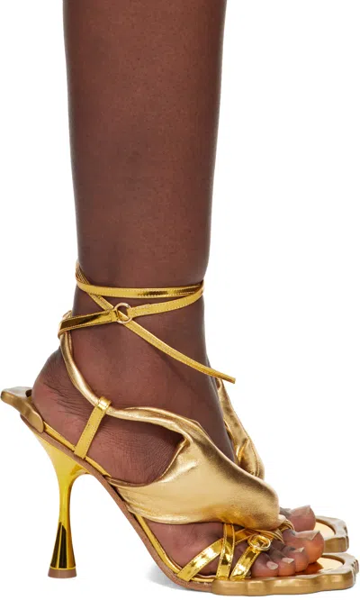 Ottolinger Gold Flower Heeled Sandals