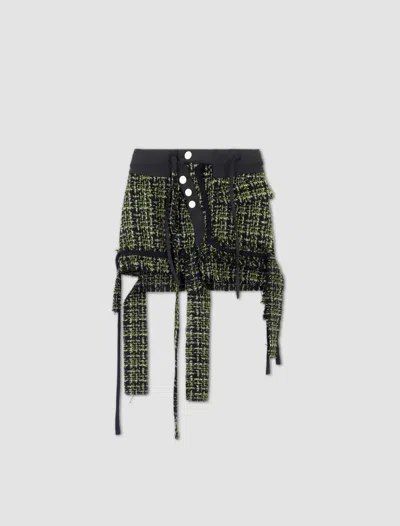 Ottolinger Gonna Deconstructed Tweed In Green-black