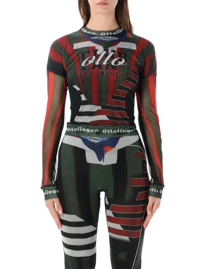 Ottolinger Graphic Mesh Long-sleeve Top In Multi