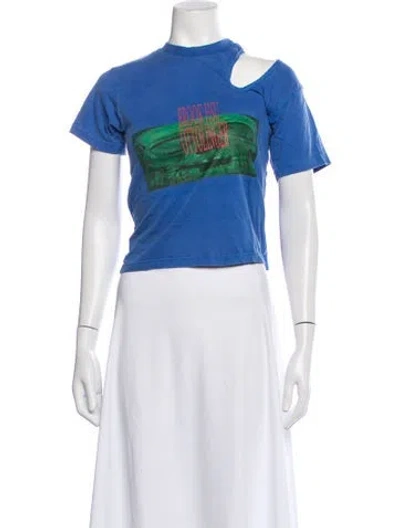 Pre-owned Ottolinger Graphic Print Asymmetrical T-shirt In Blue