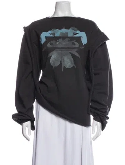 Pre-owned Ottolinger Graphic Print Crew Neck Sweatshirt In Black