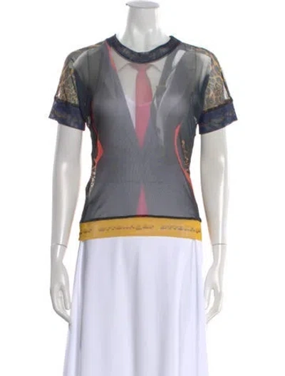 Pre-owned Ottolinger Graphic Print Crew Neck Top In Black