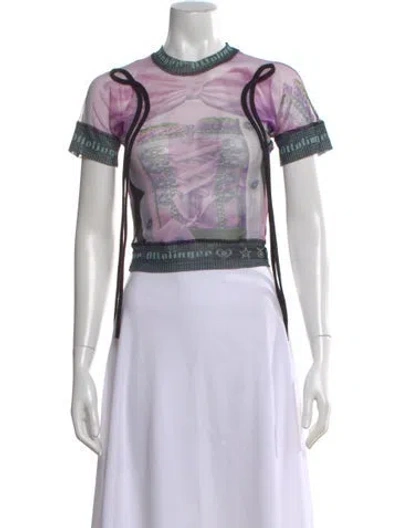 Pre-owned Ottolinger Graphic Print Crew Neck Top In Purple