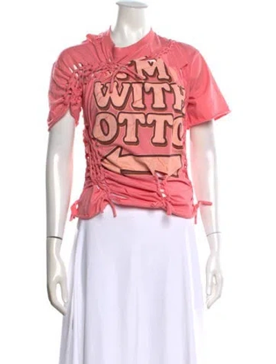 Pre-owned Ottolinger Graphic Print Crew Neck T-shirt In Pink