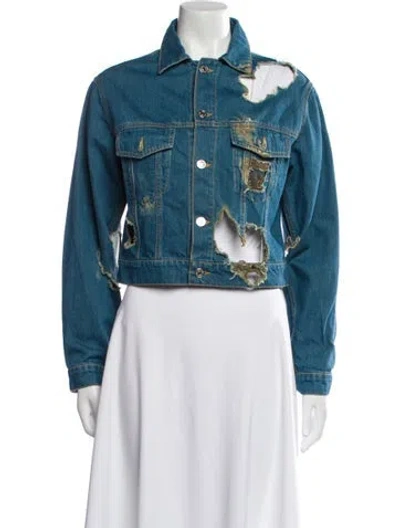 Pre-owned Ottolinger Graphic Print Denim Jacket In Blue