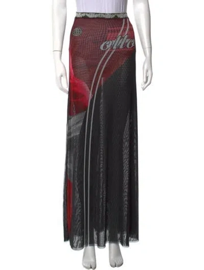 Pre-owned Ottolinger Graphic Print Long Skirt In Black/red