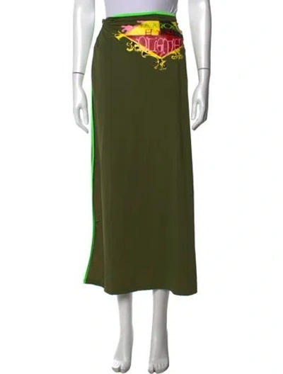 Pre-owned Ottolinger Graphic Print Long Skirt In Green