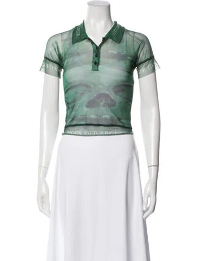 Pre-owned Ottolinger Graphic Print Short Sleeve Polo In Green