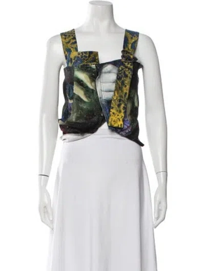 Pre-owned Ottolinger Graphic Print Square Neckline Top In Multicolor