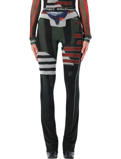 Ottolinger Graphic Slim-leg Pants In Green