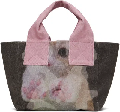 Ottolinger Gray & Pink Mini Tote In Cat Print