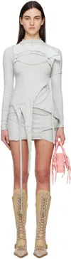 Ottolinger Gray Deconstructed Longsleeve Minidress In Grey