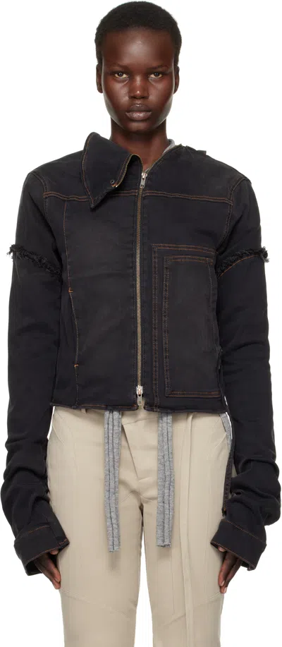 Ottolinger Gray Drape Collar Denim Jacket In Grey