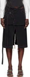 Ottolinger Gray Signature Wrap Denim Midi Skirt In Grey