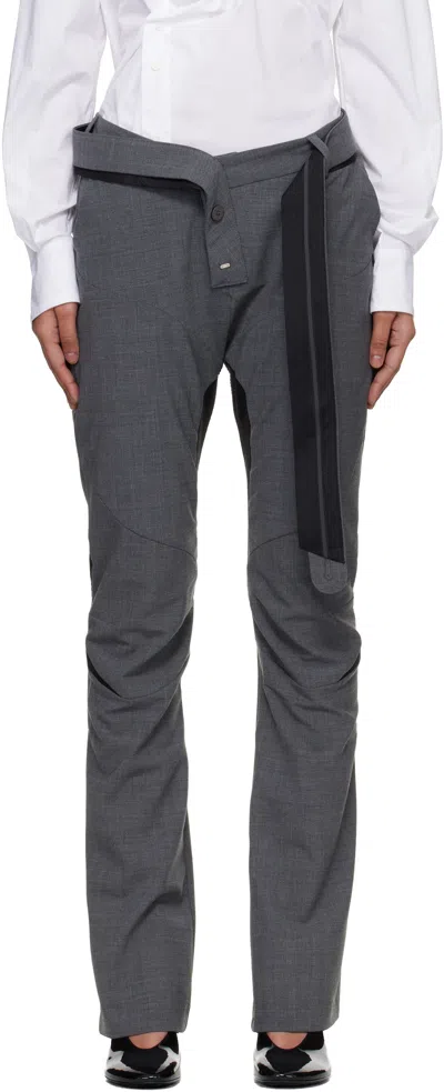 Ottolinger Gray Slim Multiline Suit Trousers