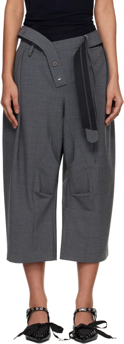 Ottolinger Gray Strapped Baggy Suit Shorts