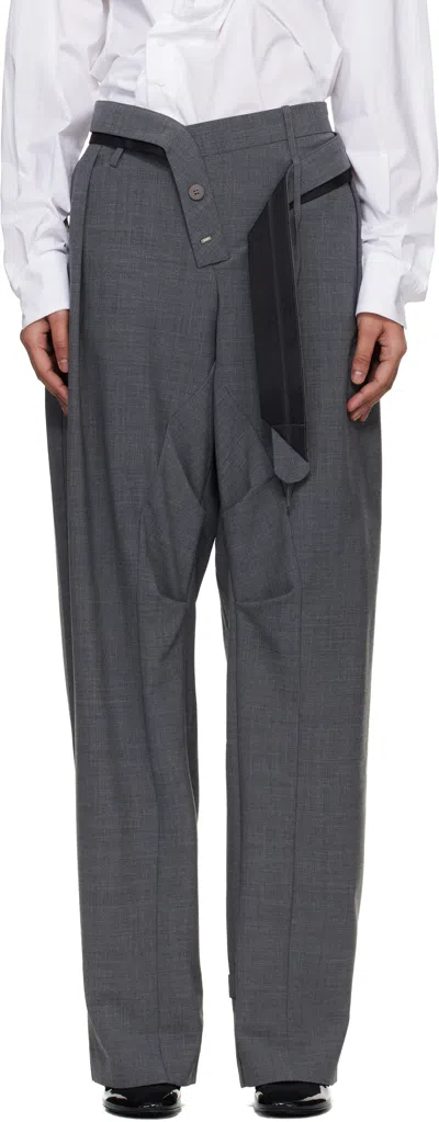 Ottolinger Gray Strapped Baggy Suit Trousers