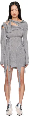 Ottolinger Gray Strappy Knit Minidress In Grey