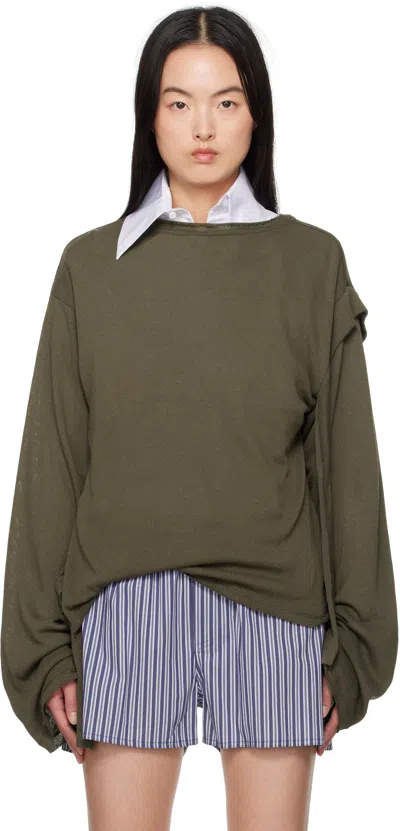 Ottolinger Green Deconstructed Linen Longsleeve T-shirt