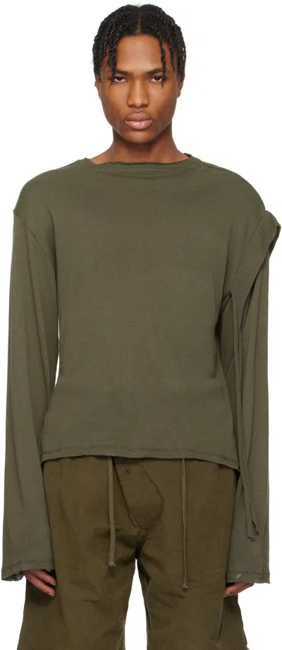 Ottolinger Green Deconstructed Linen Longsleeve T-shirt