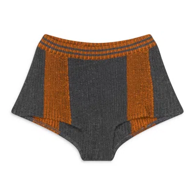Ottolinger Grey / Orange Textured Knit Team Shorts Multicolor