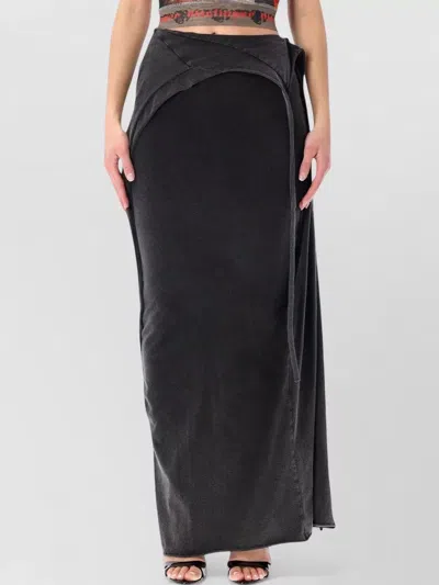 Ottolinger High Waist Wrap Maxi Skirt Side Drape In Black