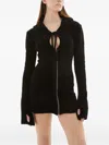 Ottolinger Hooded Zip-front Mini Dress In Black