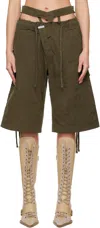 Ottolinger Distressed-effect Shorts In Khaki