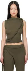 Ottolinger Khaki Deconstructed Linen Tank Top In Green