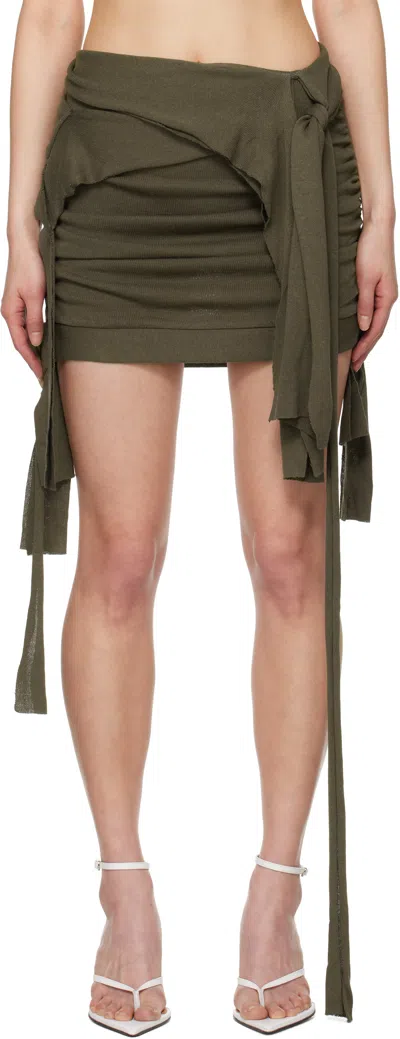 Ottolinger Khaki Drape Lounge Miniskirt In Green