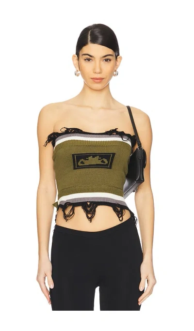 Ottolinger Green Knit Tube Top In Green-white