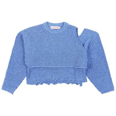 Pre-owned Ottolinger Knitted Deconstructed Wrap Knit Top 'blue'