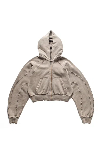 Ottolinger Knitted Multiline Zip Hoodie Khaki