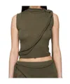 Ottolinger Khaki Deconstructed Linen Tank Top In Brown
