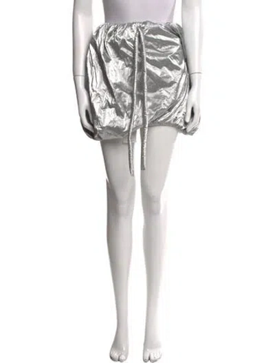 Pre-owned Ottolinger Leather Mini Skirt W/ Tags In Silver