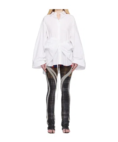 Ottolinger Liberated Double Long-sleeve Mini Dress In White
