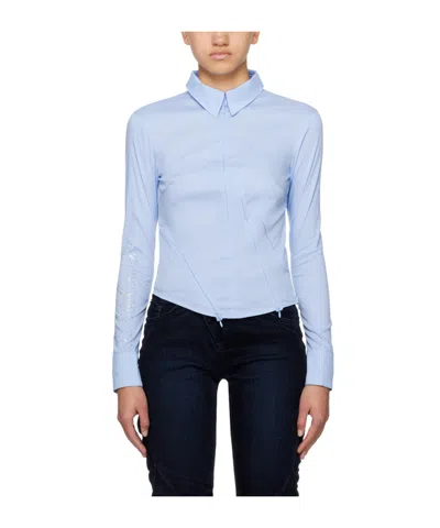Ottolinger Logo-embellished Asymmetric Shirt In Blue