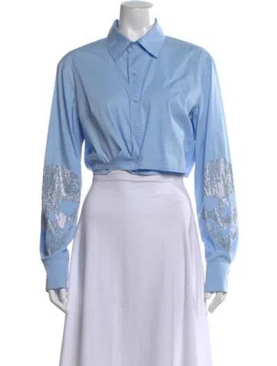 Pre-owned Ottolinger Long Sleeve Button-up Top In Blue
