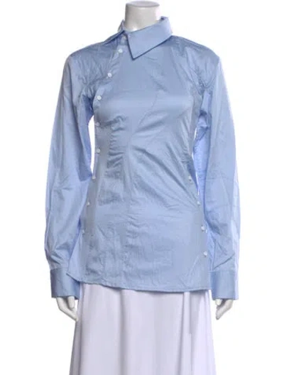 Pre-owned Ottolinger Long Sleeve Button-up Top In Blue