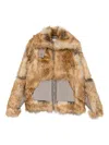 Ottolinger Tan Oversized Furry Multiline Jacket In Brown