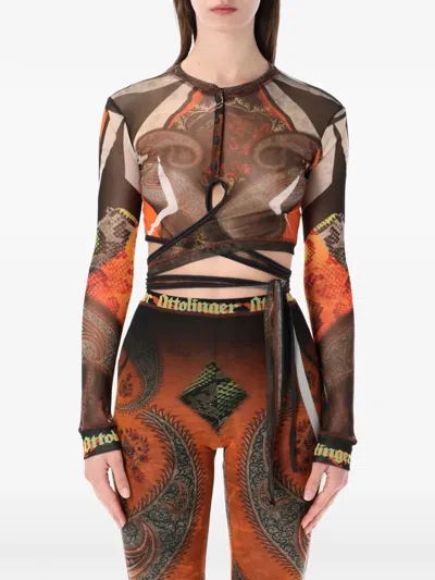 Ottolinger Mini Recycled Polyester Top In Brown