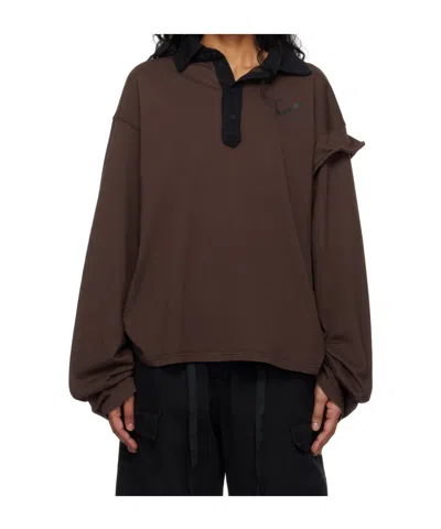 Ottolinger Long-sleeved Polo Shirt In Brown
