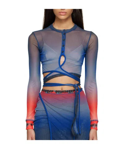 Ottolinger Blue Loop Long Sleeve T-shirt In Blueberry Fade