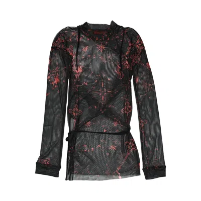 Pre-owned Ottolinger Mesh Deconstructed Long-sleeve 'red'