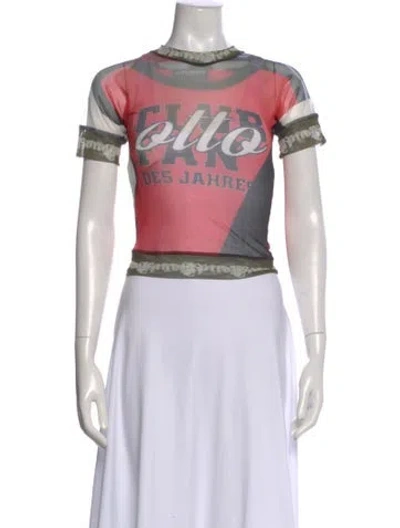 Pre-owned Ottolinger Mesh Graphic Print Top In Gray