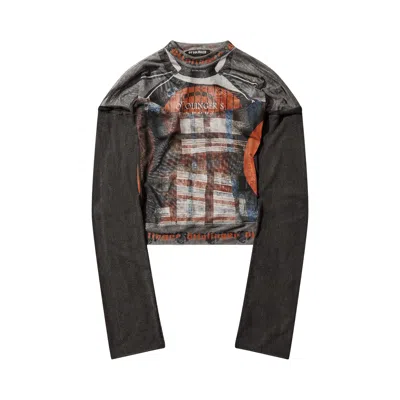 Pre-owned Ottolinger Mesh Hybrid Long-sleeve 'racing Plaid' | Red | Women's Size M