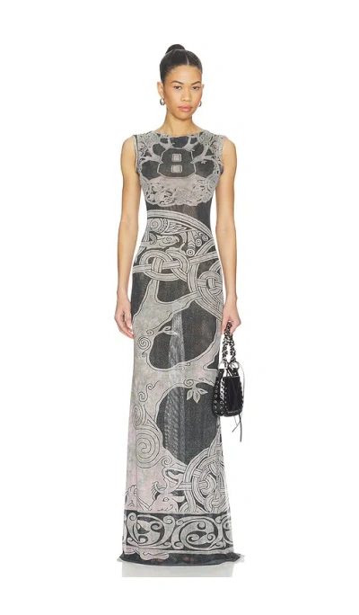 Ottolinger Mesh Maxi Gown In Black